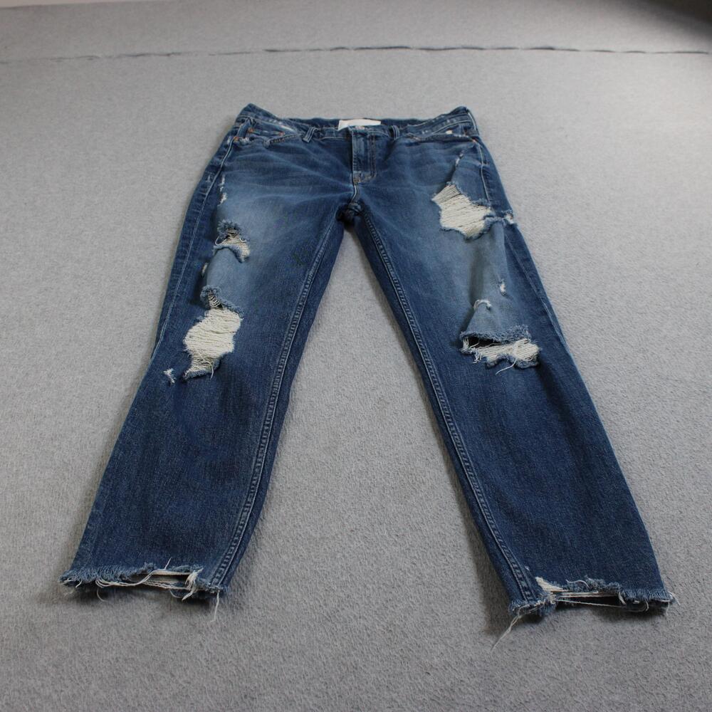 Mother Superior The Sinner Jean Women 28 Blue Distressed High Rise Denim Cropped